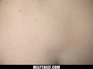 Busty Macey Jade caught stealing electronics in garage, now dominated doggystyle by cop 😏