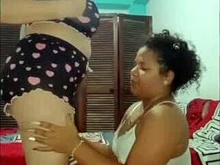 Two curvy Latina lesbians enjoy big ass foreplay humping.