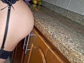 i'm the hot maid getting horny cleaning kitchen in lingerie till i masturbate wildly