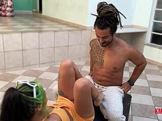 I love using my feet for a hot footjob on him until he cums all over, then I ride and kiss passionately as this Latina slut dominates in homemade pov style.