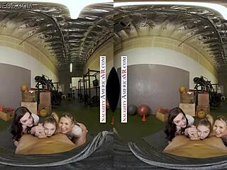 hey, check out naughty america where sexy babes kyler quinn and paige owens tag team this gym stud with blowjobs