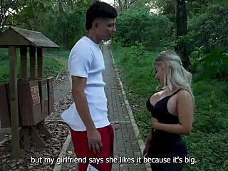 Stranger Fucks Naty Delgado in Public with Big Cock Blowjob and Cunilingus Leading to Cum in Mouth on Street