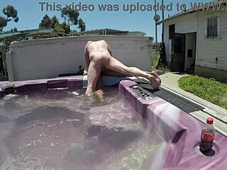 dayanara naked in hot tub gagging on cock during deepthroat blowjob