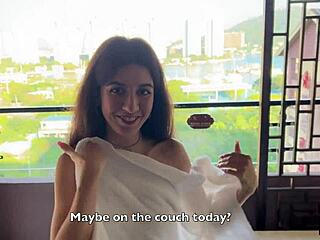 my husband came back from trip and i didnt have time to fuck my lover in the bathroom - cum on tits