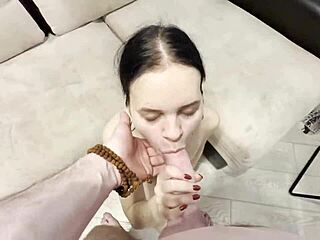 Hey this cute teen friend gives me a deepthroat blowjob on camera with pretty face and homemade pov action.