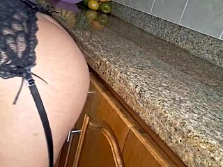 i'm the hot maid getting horny cleaning kitchen in lingerie till i masturbate wildly