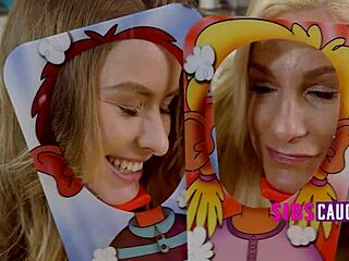 step sisters explore their love language through oral giving in this caught taboo moment with blonde teen babe