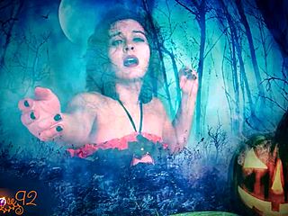 Ghostly ghoulfriend delivers monster roleplay joi with dirty talk in halloween costume pov