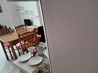 stepmom gets shocked spotting her stepson's huge dick in kitchen