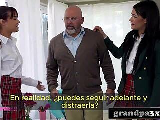 Innocent girl gets tricked into fucking her grandfather - Spanish subtitles!