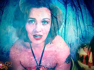 Ghostly ghoulfriend delivers monster roleplay joi with dirty talk in halloween costume pov