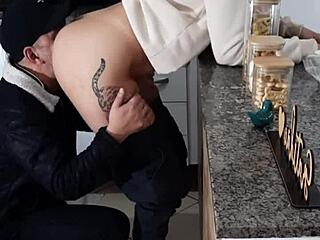 Stepdaughter, you can't even rest during breakfast without me bending you over for taboo sex and creampie.