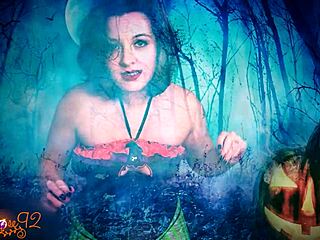 Ghostly ghoulfriend delivers monster roleplay joi with dirty talk in halloween costume pov