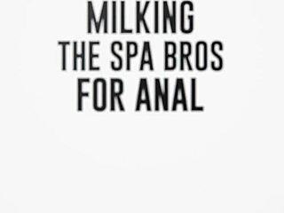 Jane Wilde milks the spa bros for deep anal creampie with choking, fisting, and gagging in wild group session.