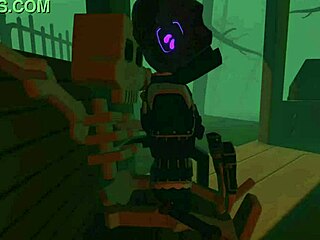 Overwhelmed By Lust As Horny Slut Takes On Skeleton