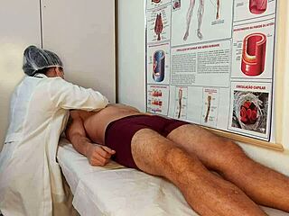 hey patient why's your cock getting hard from the nurse's touch in this hospital scene