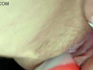 She grabs a big dildo for solo play, riding the monster cock toy in her chubby body.