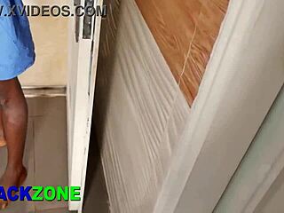 step son really enjoys time with his curvy ebony step mother in kitchen close up