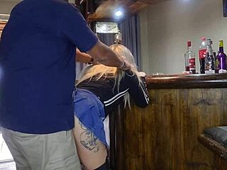 Blonde Cheats Lifting Skirt for Quick Doggystyle Creampie