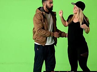 Do you dare watch this blonde fan deepthroat and ride her idol's big black cock?