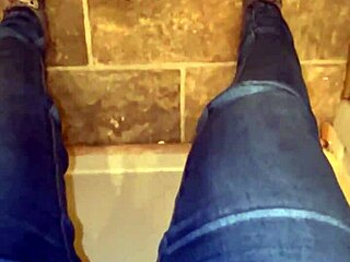 She slipped into her tight jeans for a solo session. Waves of pleasure built until she squirted multiple times soaking through the fabric.