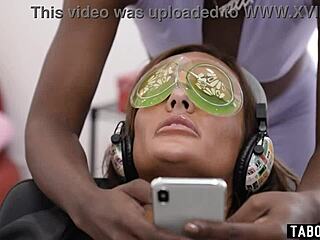 cheating on his wife aila donovan with sexy ebony salon girl milf ana foxxx... oops