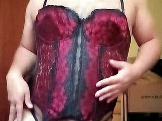 Shirley Dancing Sexy in Red and Black Corset