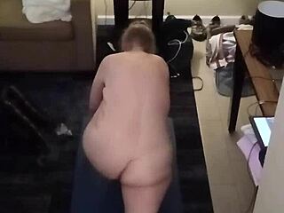 Wow Check Out This Hot Milf Doing Naked Yoga with Big Natural Tits Bouncing!