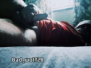 bad wolf28 strokes his penis, the part for urination and sex.