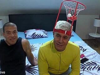 Football fans dive into a wild threesome where the stepson with massive cock pleases two girls next door.