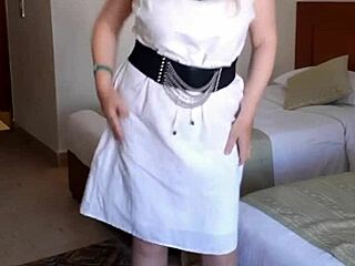 So this hot gilf is all about riding bbc and teasing with her huge dildo in stockings