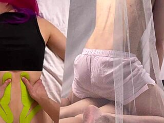 Massage turns into missionary fuck with my cute wife's tight pussy and small tits