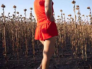 hey, look at this hot milf in a short skirt, teasing with her sexy thong ass outdoors?