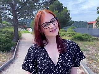 ohh fiery redhead lavyana craves two cocks in lingerie for her mmf threesome snack with european slut flair