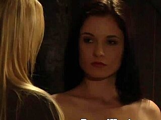 Why is this busty pale white big boobs lesbian slave getting undressed now?