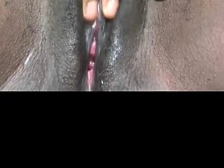 black wet pussy solo masturbation with huge creampie orgasm