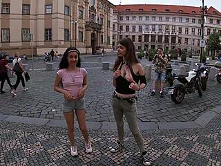 Andrea Dipr� Interviews Skinny Teen in Extreme Public Nudity Scene in Prague Streets