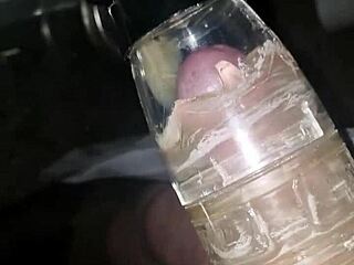 M4rkus77 intensely breeds his fleshlight handsfree right out in public