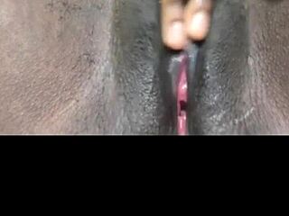 black wet pussy solo masturbation with huge creampie orgasm