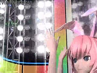 Megurine luka vocaloid in love project diva with full nude bunny costume and big tits 😍