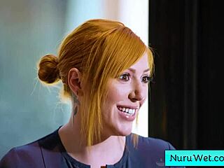 Big tit blonde masseuse lauren phillips describes a relaxing nuru massage to client david lee