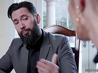 Lawyer engages in anal roleplay with step sisters tied up in bondage fantasy.