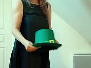 esclave f teases with strip for st patrick