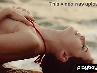 Can this adorable skinny Ukrainian muse Demi Fray tease you by stripping naked and posing on rocks outdoors?