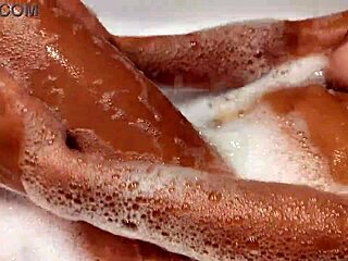 Hot tanned stepsister relaxes in bathroom after turkey vacation with amateur girlfriend vibes.