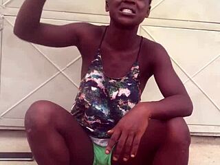 Crazy black girl keeps twerking to Nigerian afro music beats