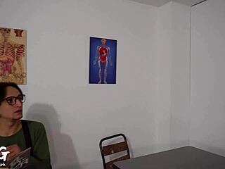 Two bratty college teens humiliate nerd guy in rough outdoor party fuck. Petite sluts spank and ride his monster cock for first-time hardcore action.