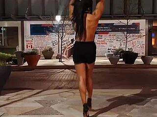 Whoa, check out this erotic hot female muscle babe flexing hard! 💪🔥😍