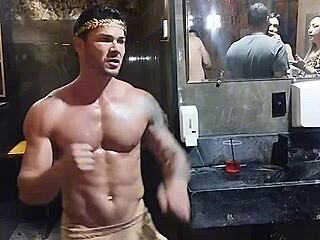 Lene Gives Pussy to Hung Guy in Swing Party Bathroom Until Swallowing Cum