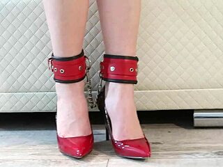 Why do I dip feet in classic high heels with legs bound for fetish play